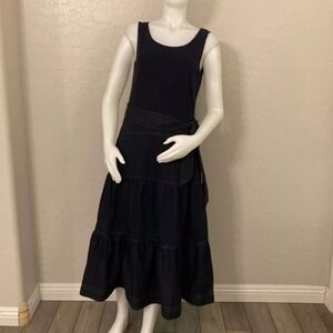 THARI NAVY BLUE COTTON MIDI Dress